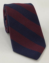 Dark Red & Midnight Blue Grenadine Fina Wide Stripe Silk Tie GFBST-5